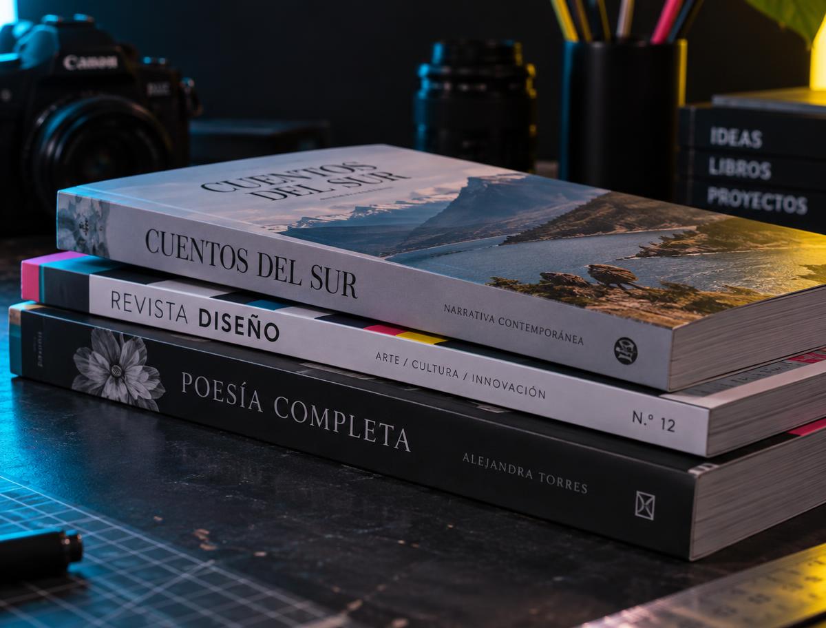 Libros y revistas ilustrando el servicio de impresión editorial